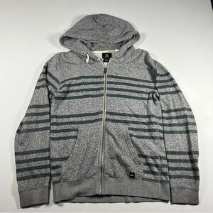 Quicksilver Full Zip Hoodie Men's Size S Speckled Striped Pockets Beach VTG Y2k